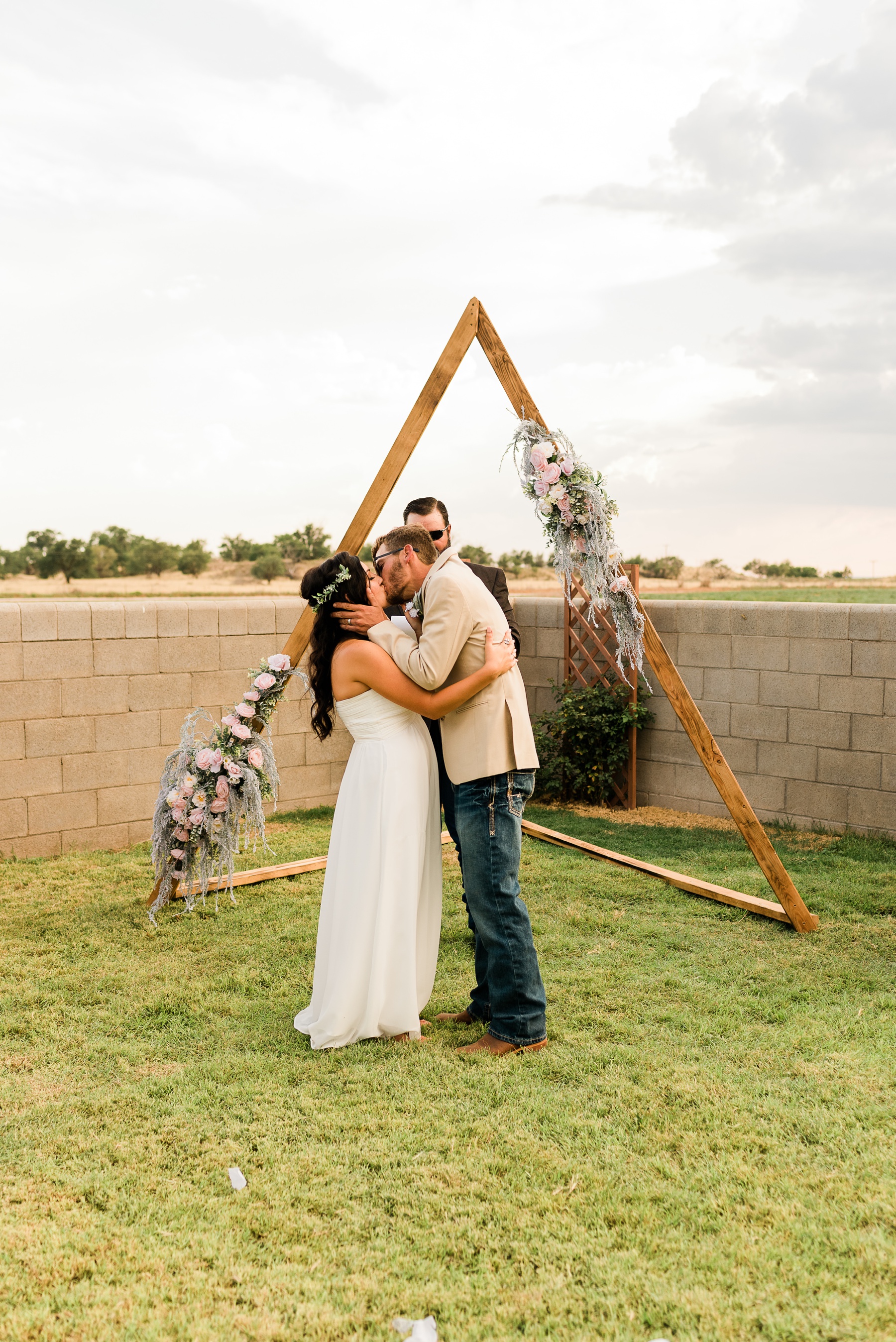 Backyard New Mexico Wedding Geometric Arch