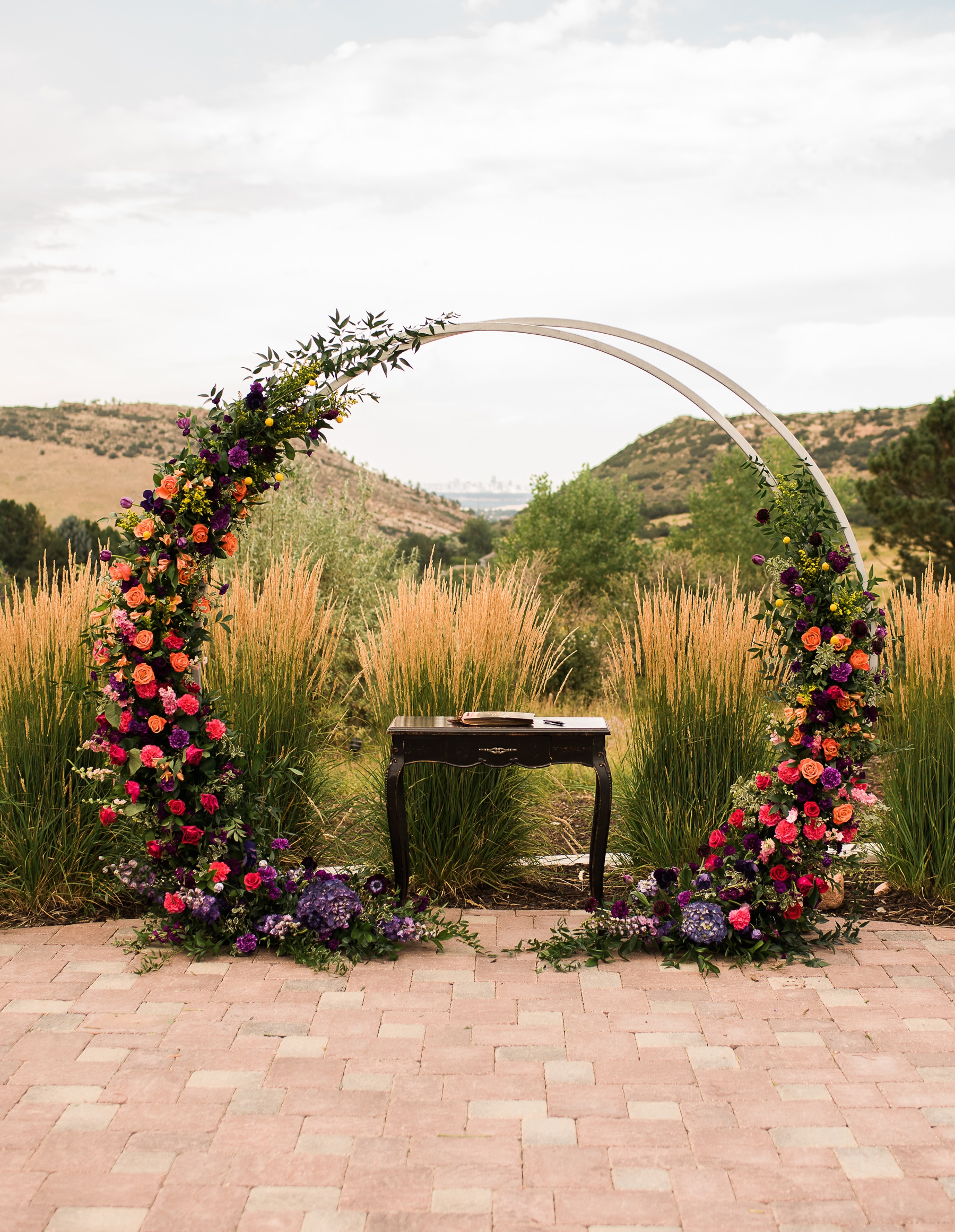 Colorful Florals Wedding Ceremony Circle Arch