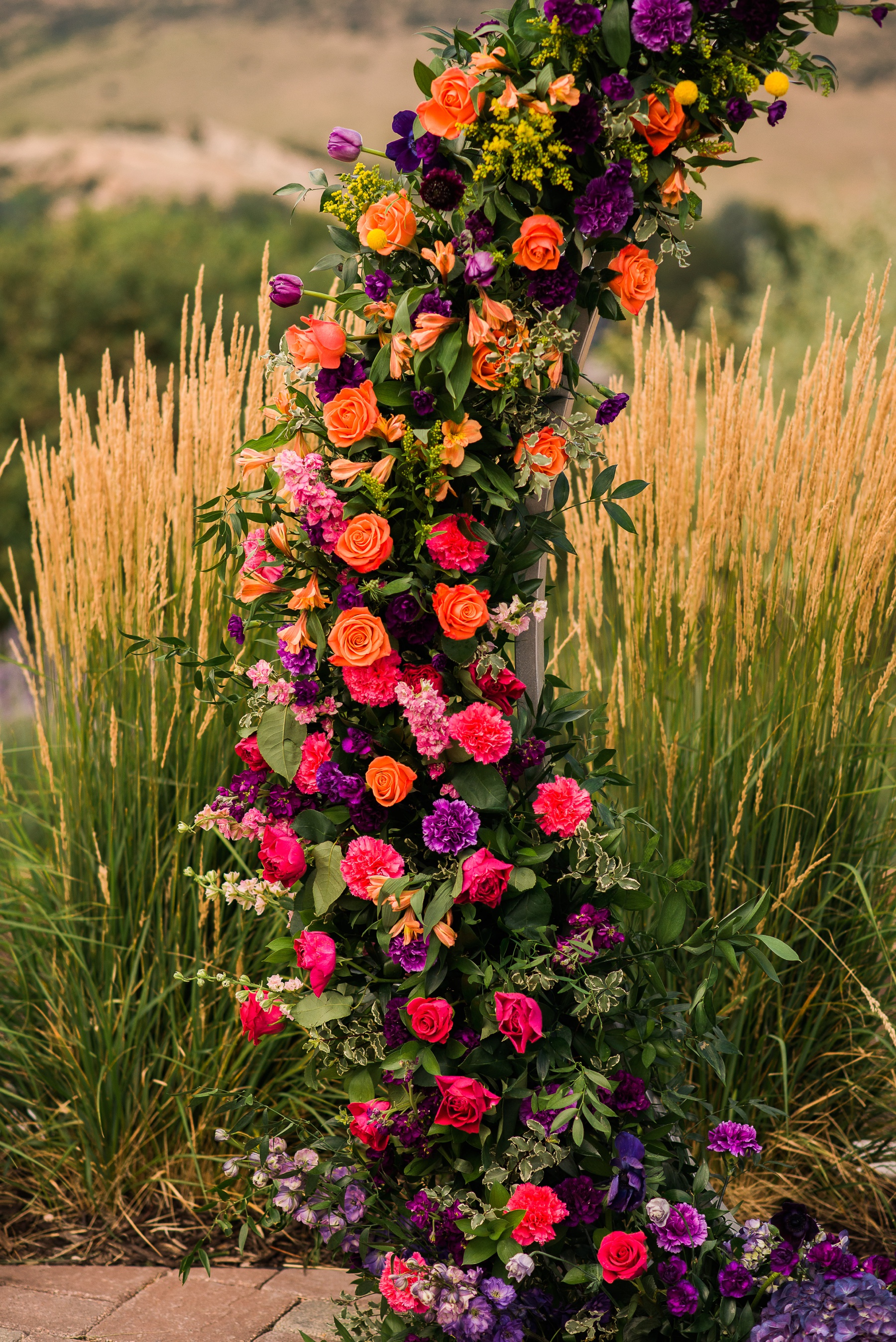 Bright Wedding Flowers for Ceremony Arch