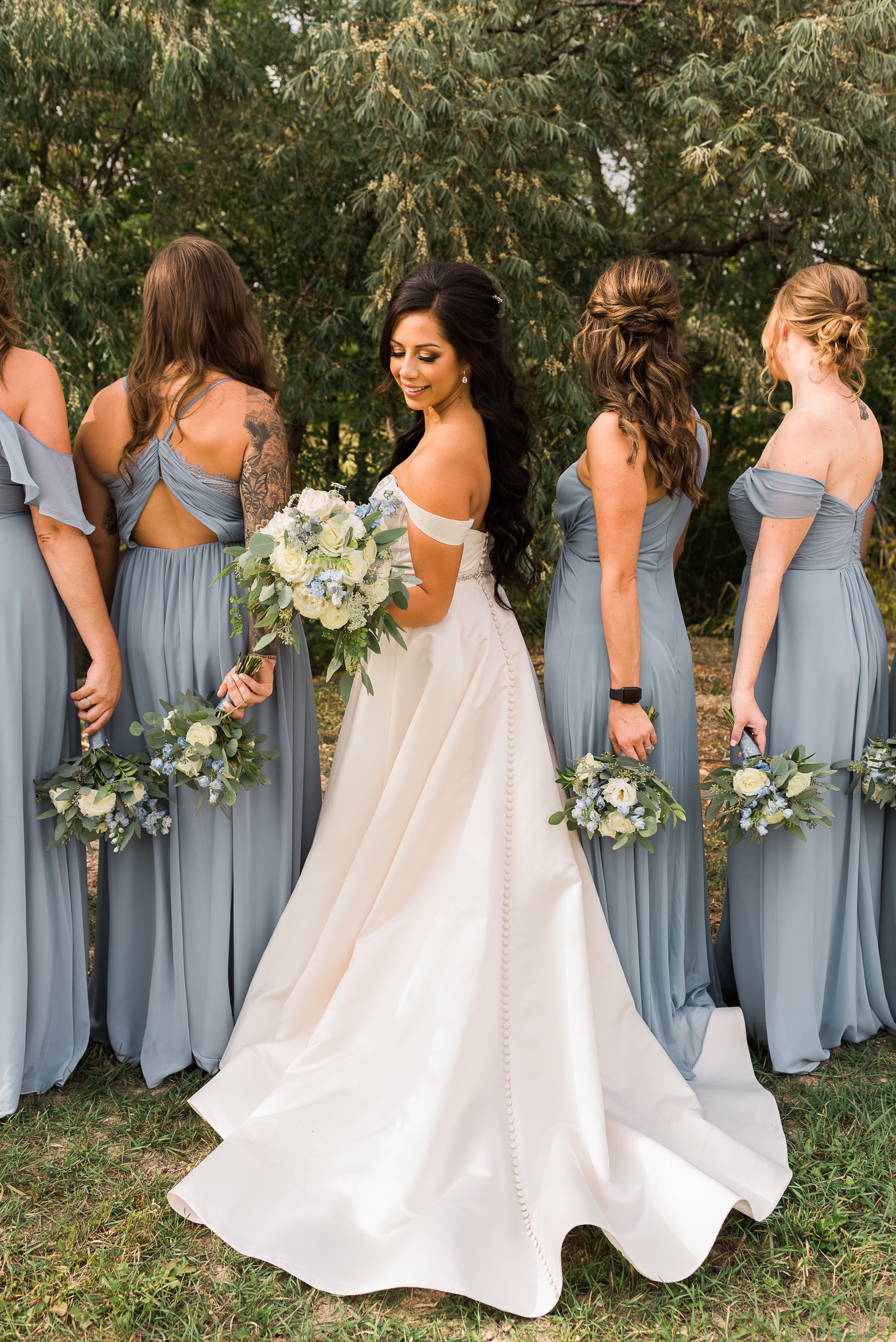 Bridesmaid Photos with Dusty Blue Dresses