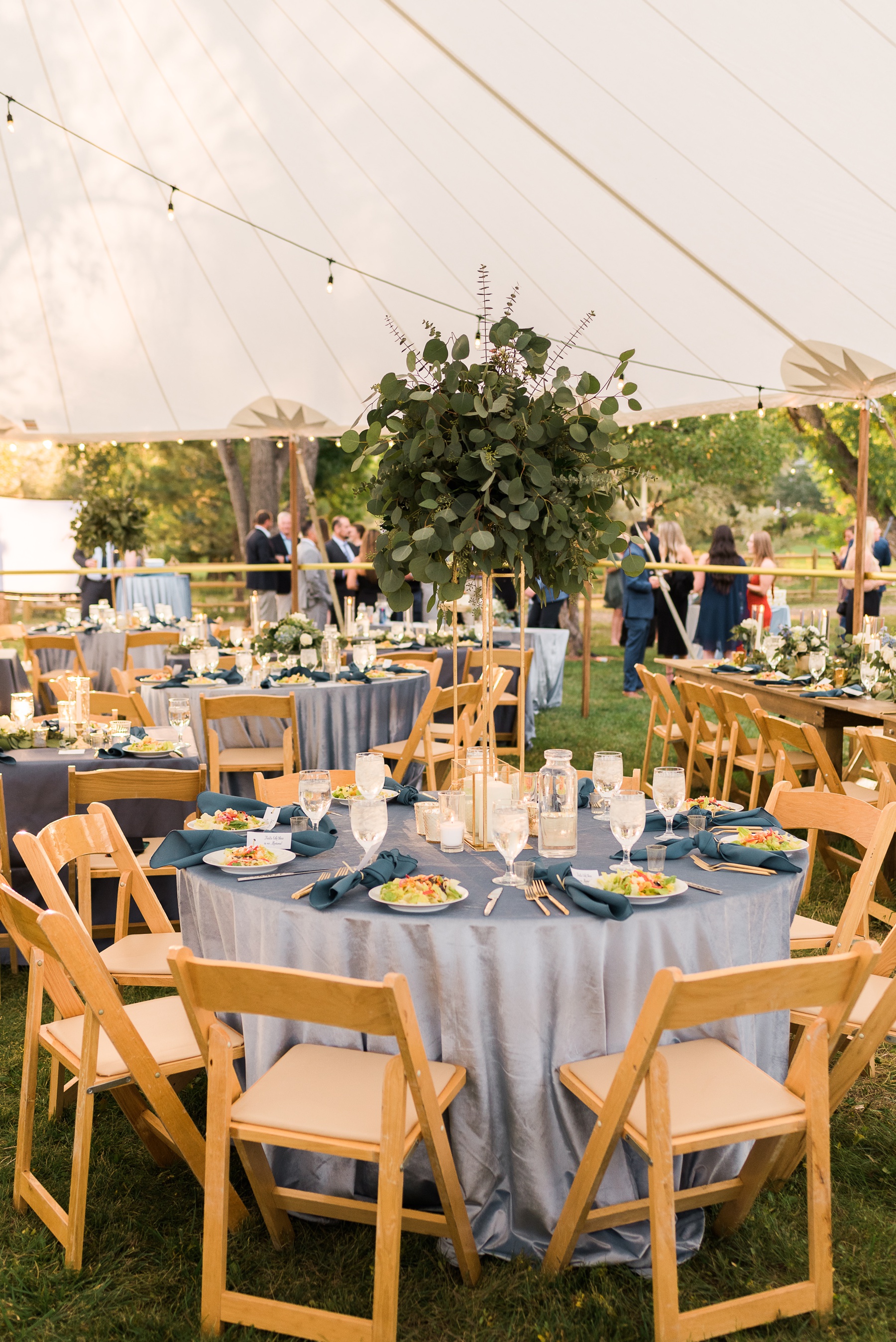 Dusty Blue Wedding Reception Table Decor