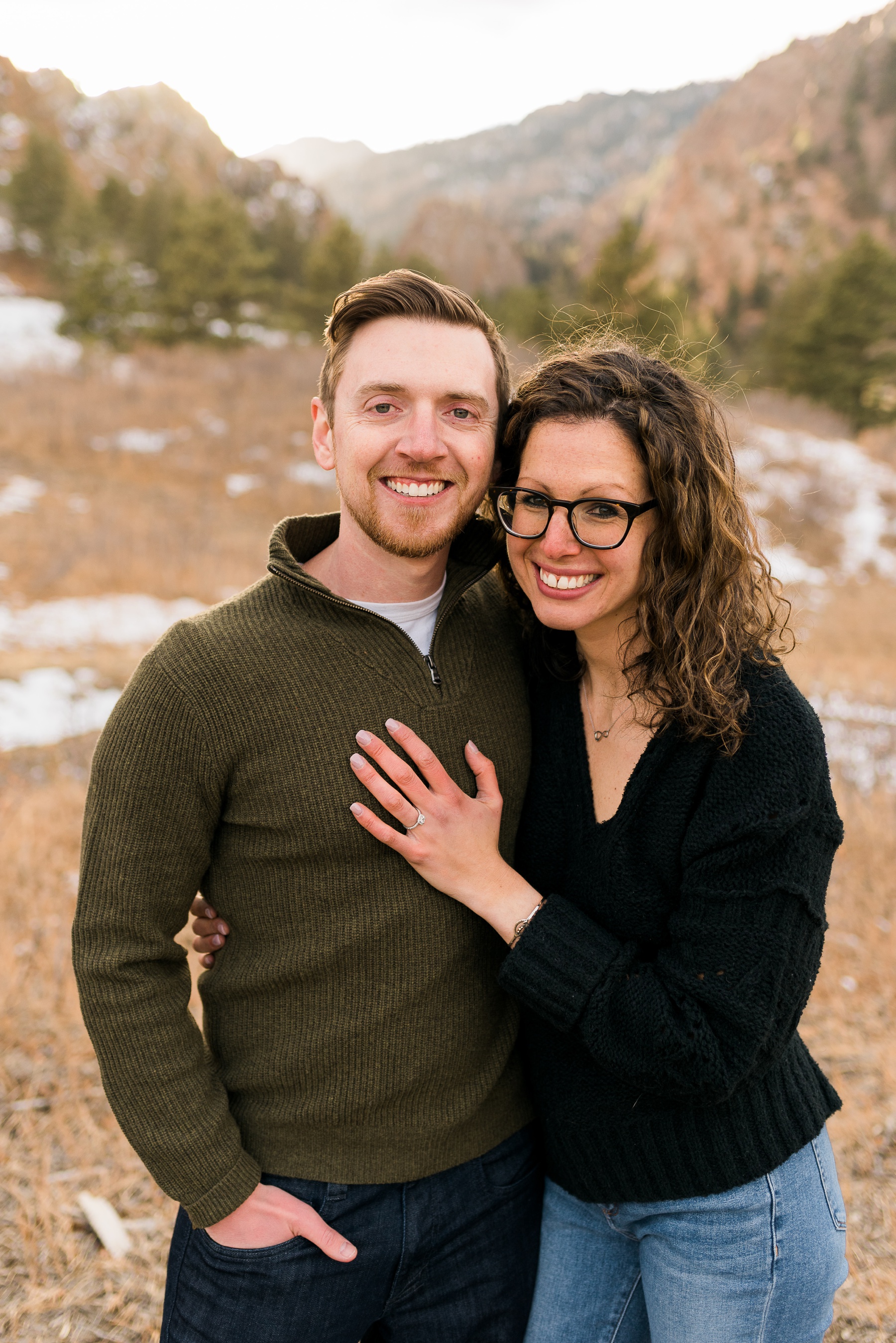 classic engagement photo of couple smiling