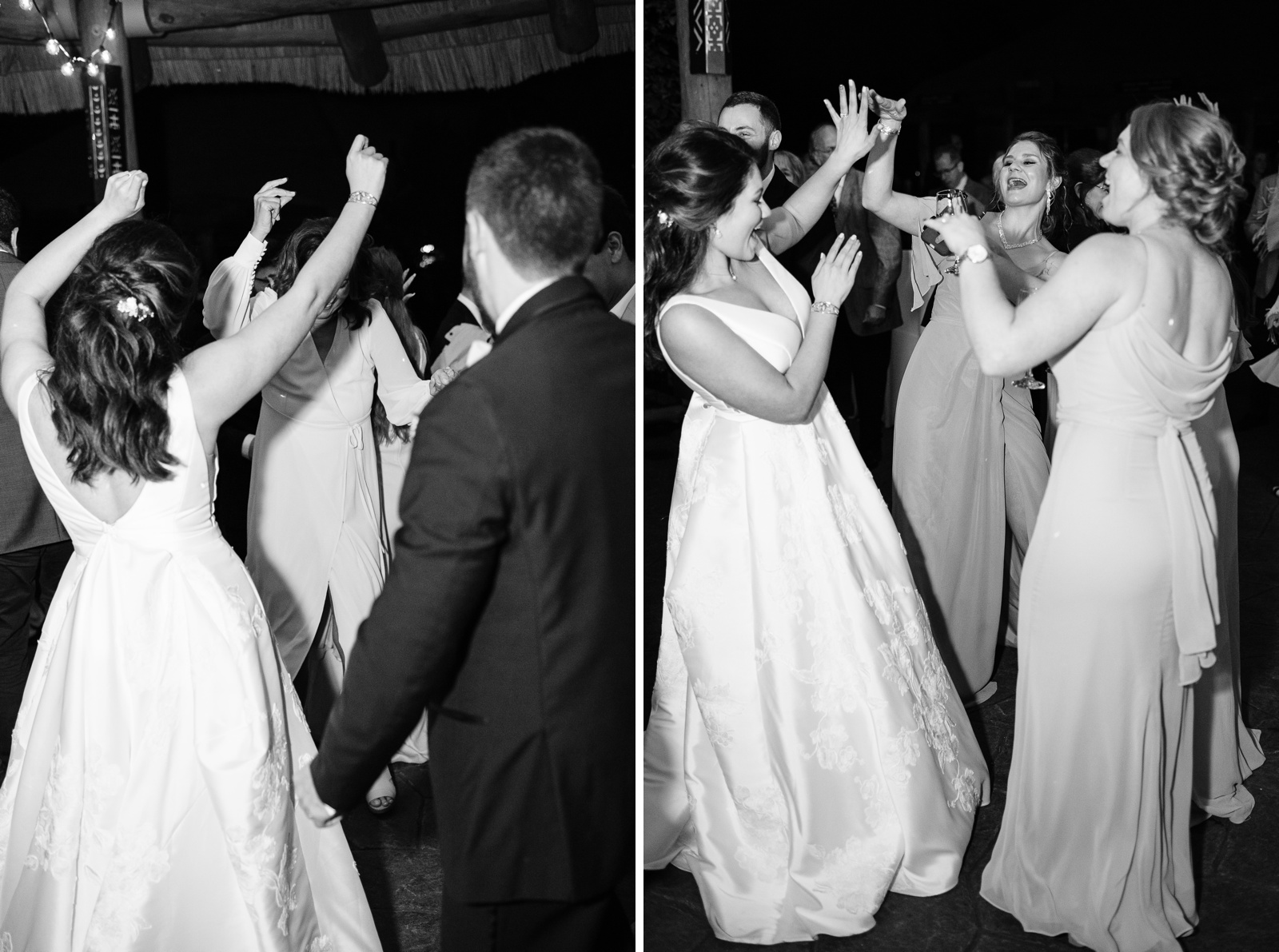 Bride dancing with friends.